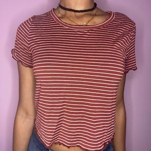 Burgundy Striped Crop Top